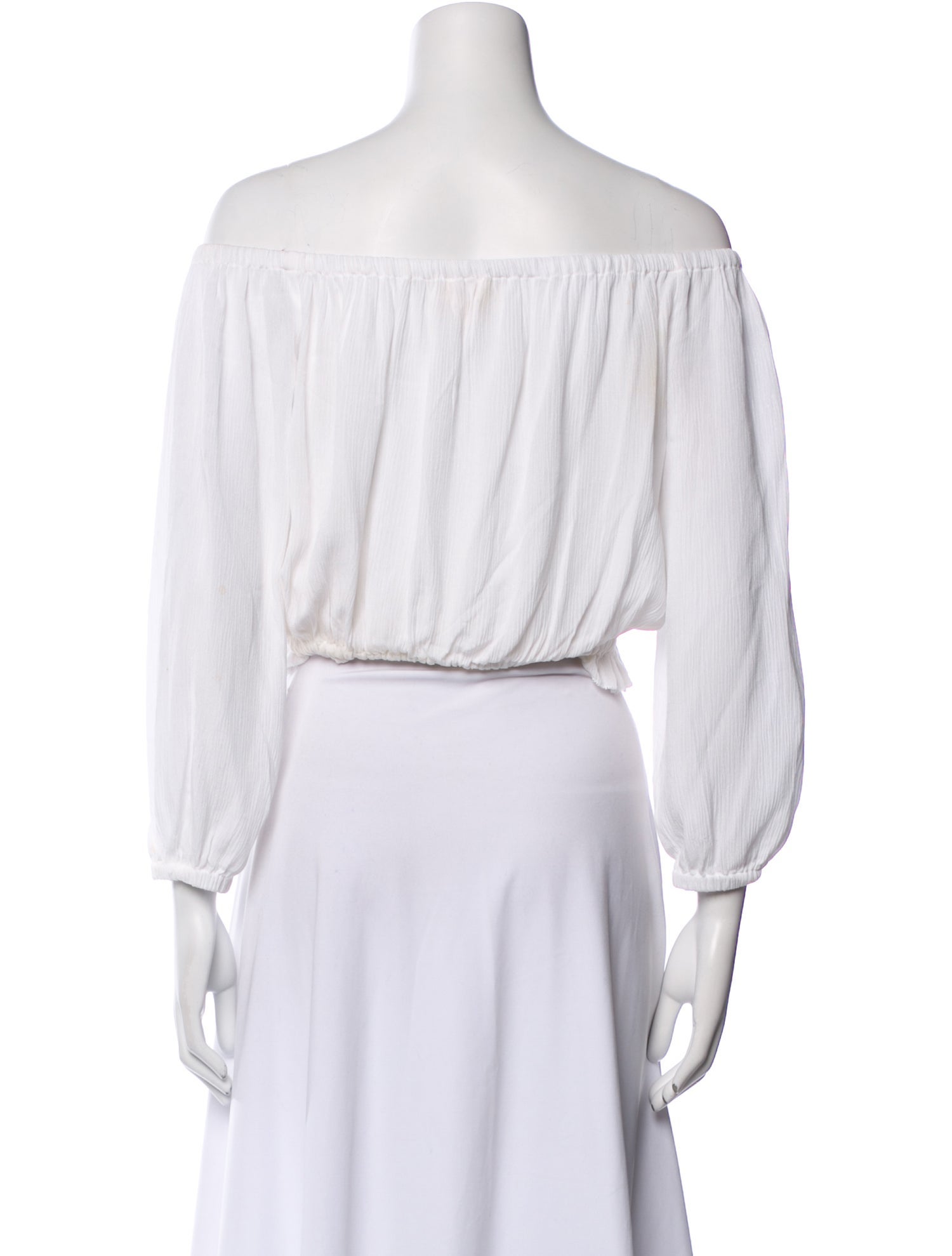 L'Agence Off-The-Shoulder Three-Quarter Sleeve Crop Top